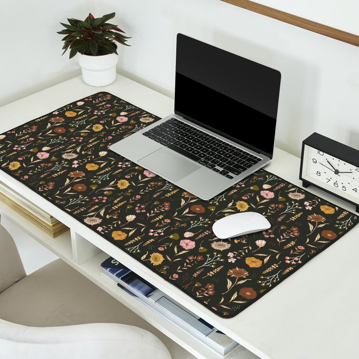 Spring Garden Flower Collection - Charcoal Black Desk Mat Gallery Image 2