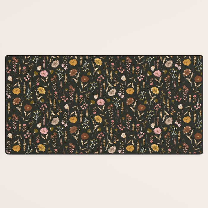 Spring Garden Flower Collection - Charcoal Black Desk Mat Gallery Image 3
