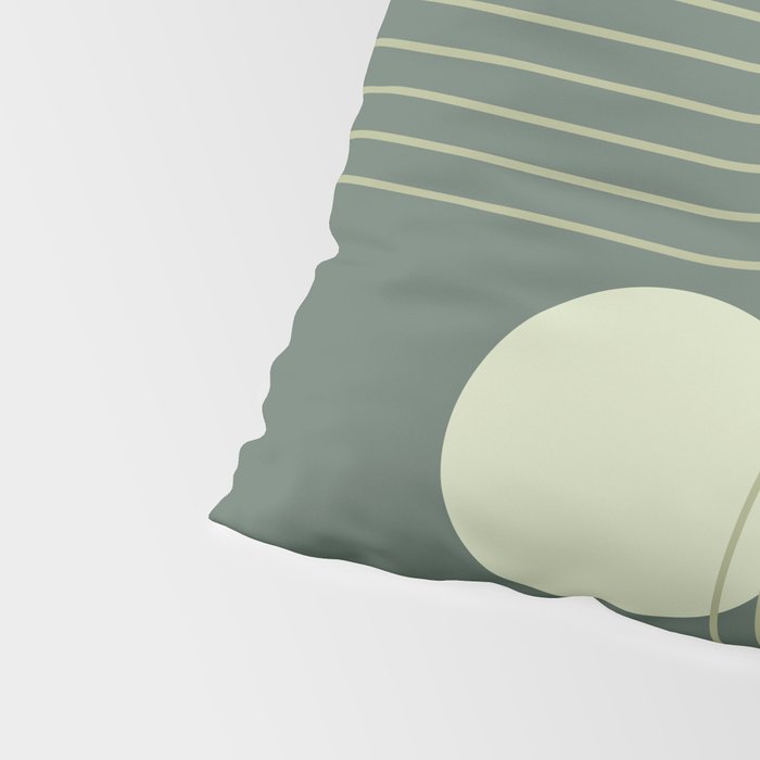 Mid Century Modern Geometric 126 in Forest Green Shades (Rainbow and Sun Abstraction) Pillow Sham Gallery Image 4