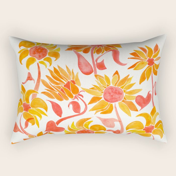 Sunflower Watercolor - Fiery Palette Rectangular Pillow Gallery Image 1