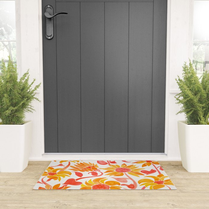 Sunflower Watercolor - Fiery Palette Welcome Mat Gallery Image 3
