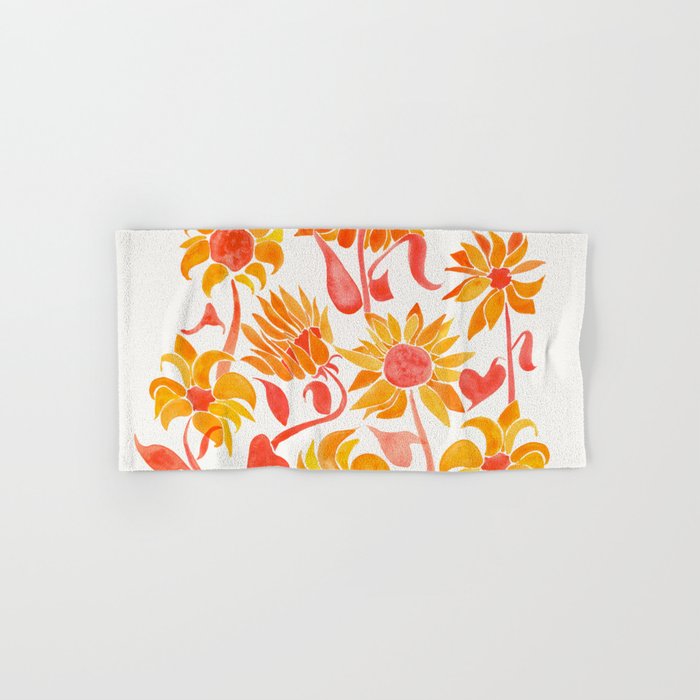 Sunflower Watercolor - Fiery Palette Bath Towel Gallery Image 1