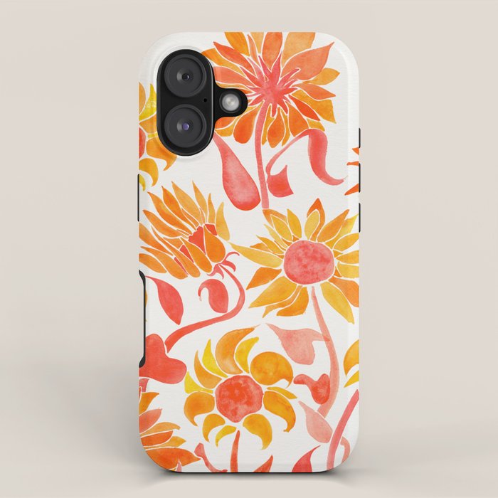 Sunflower Watercolor - Fiery Palette iPhone Case Gallery Image 1