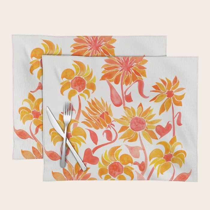 Sunflower Watercolor - Fiery Palette Placemat Gallery Image 1