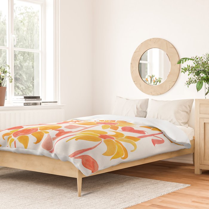 Sunflower Watercolor - Fiery Palette Duvet Cover Gallery Image 2