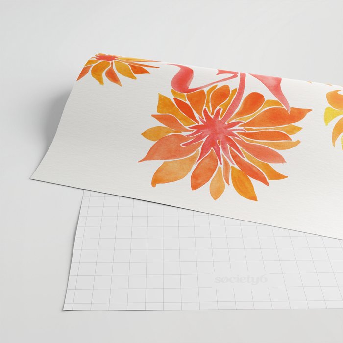 Sunflower Watercolor - Fiery Palette Wrapping Paper Gallery Image 2