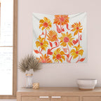 Sunflower Watercolor - Fiery Palette Wall Tapestry Gallery Image 2
