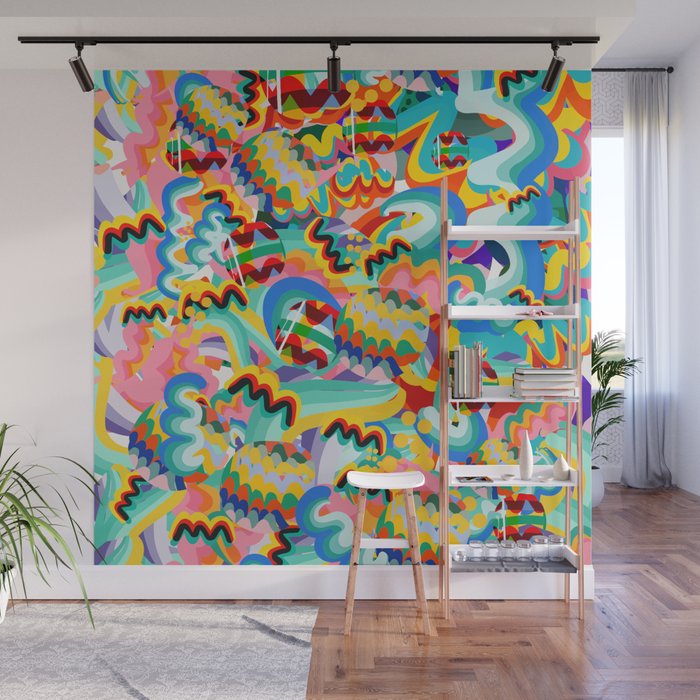 Colorful Abstract Graffiti Pop Art Pattern Design by Emmanuel Signorino  Wall Mural Gallery Image 1