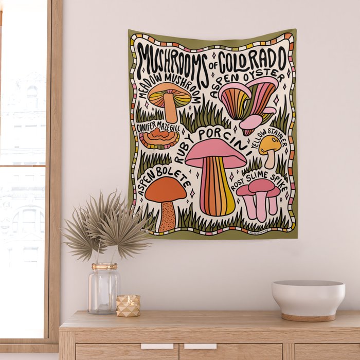 Mushrooms of Colorado Wall Tapestry Gallery Image 2