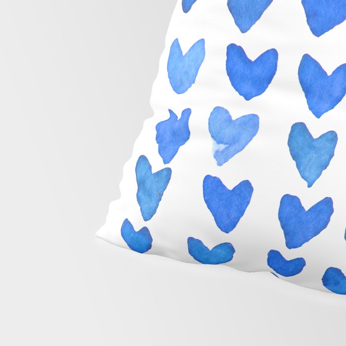 Brush stroke hearts - blue Pillow Sham Gallery Image 4