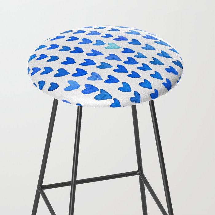 Brush stroke hearts - blue Stool Gallery Image 2