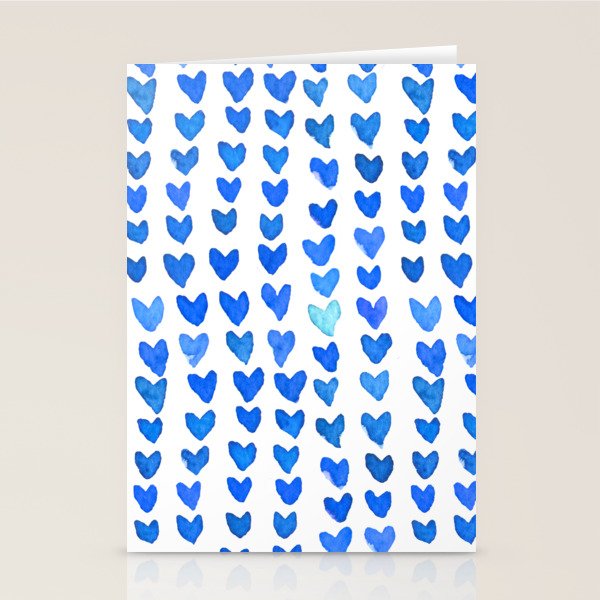 Brush stroke hearts - blue Stationery Card Gallery Image 2