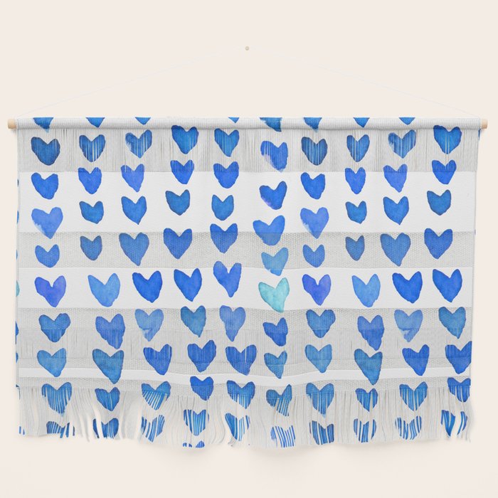 Brush stroke hearts - blue Wall Hanging Gallery Image 1