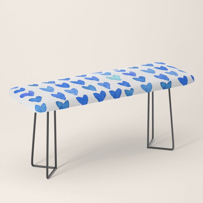 Brush stroke hearts - blue Bench Gallery Image 1