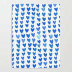 Brush stroke hearts - blue Poster Gallery Image 4