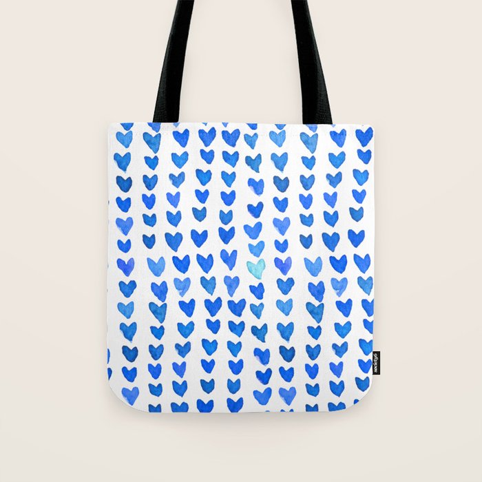 Brush stroke hearts - blue Tote Bag Gallery Image 1