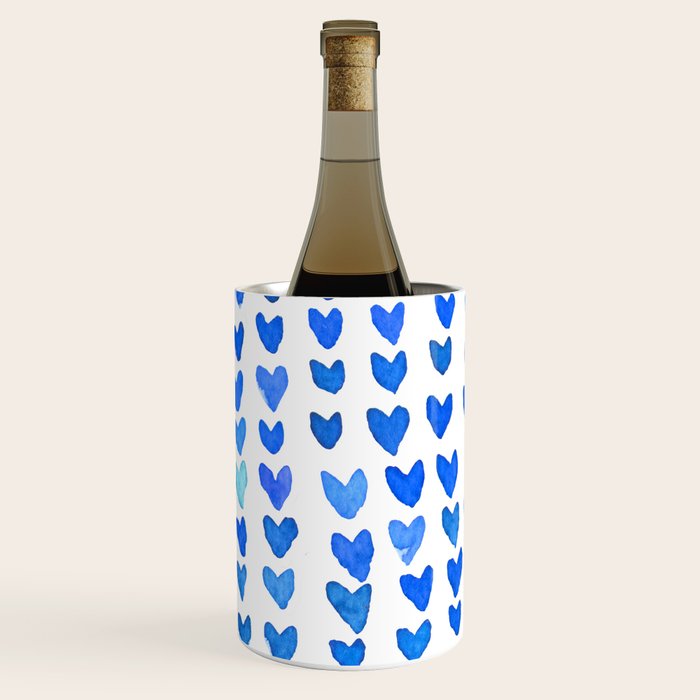 Brush stroke hearts - blue Wine Chiller Gallery Image 3