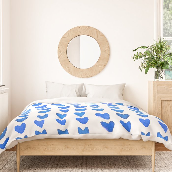 Brush stroke hearts - blue Duvet Cover Gallery Image 3