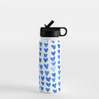 Brush stroke hearts - blue Water Bottle Gallery Image 1