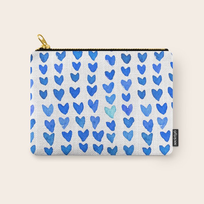 Brush stroke hearts - blue Carry All Pouch Gallery Image 1