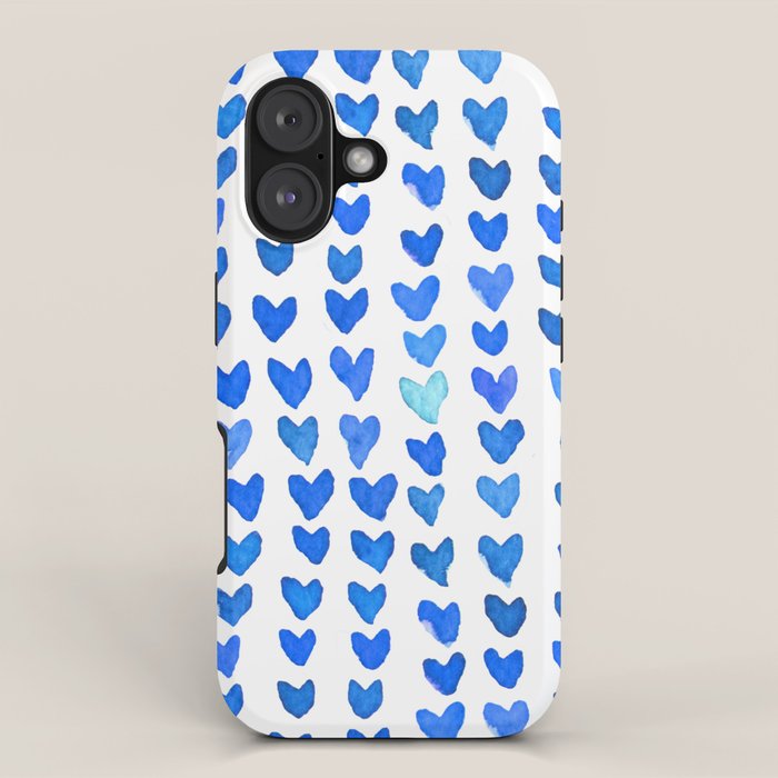 Brush stroke hearts - blue iPhone Case Gallery Image 1