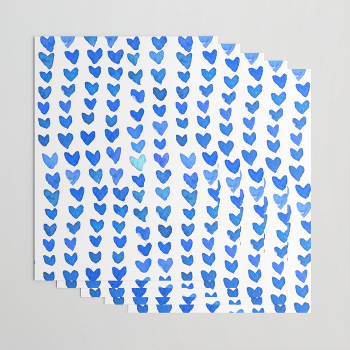 Brush stroke hearts - blue Wrapping Paper Gallery Image 3