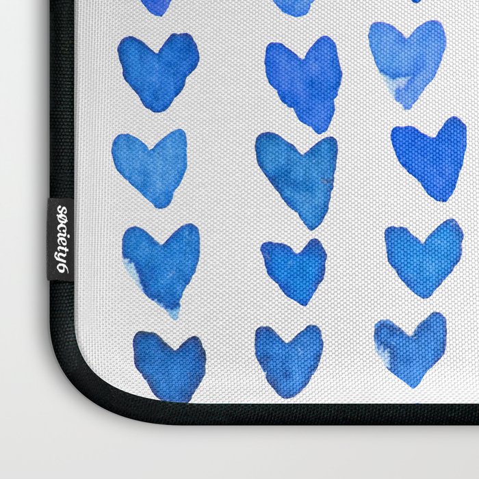 Brush stroke hearts - blue Laptop Sleeve Gallery Image 3