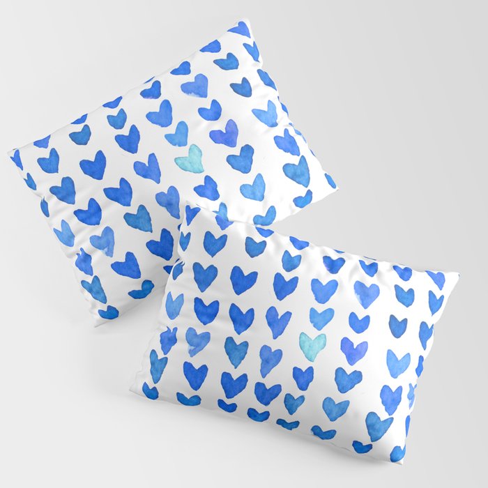 Brush stroke hearts - blue Pillow Sham Gallery Image 3