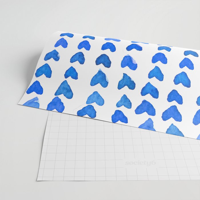 Brush stroke hearts - blue Wrapping Paper Gallery Image 2