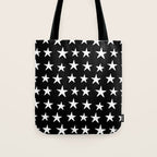 Star Pattern White On Black Tote Bag Gallery Image 1