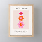 Les Fleurs | 01 - Abstract Retro Floral, Pink And Orange Print Preppy Flowers Mini Art Print Gallery Image 1