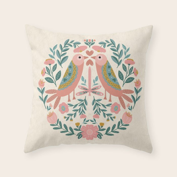 twin birds Throw Pillow Gallery Image 6