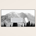 Mount Rainier Black and White Desk Mat Gallery Image 1