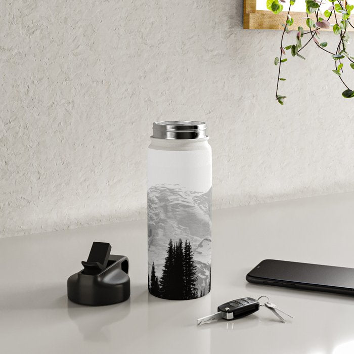 Mount Rainier Black and White Water Bottle Gallery Image 4