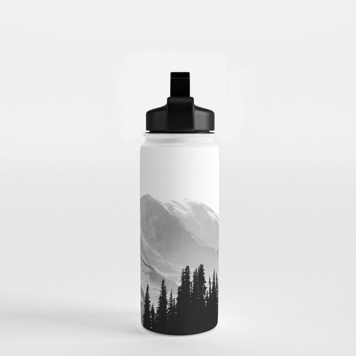 Mount Rainier Black and White Water Bottle Gallery Image 2