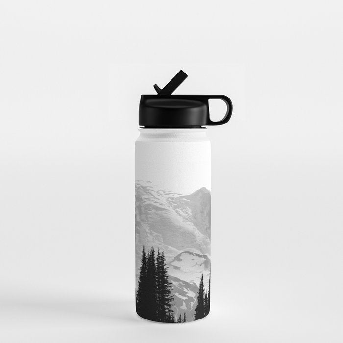 Mount Rainier Black and White Water Bottle Gallery Image 1