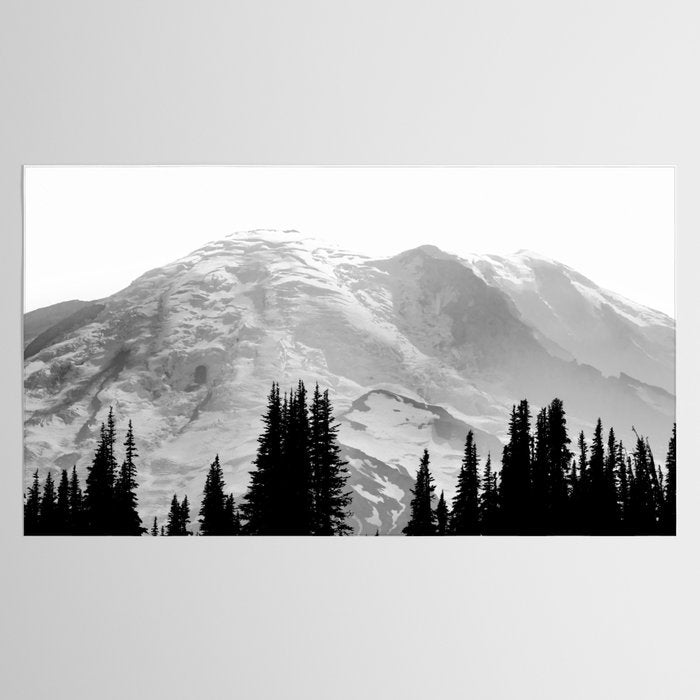 Mount Rainier Black and White Tablecloth Gallery Image 2