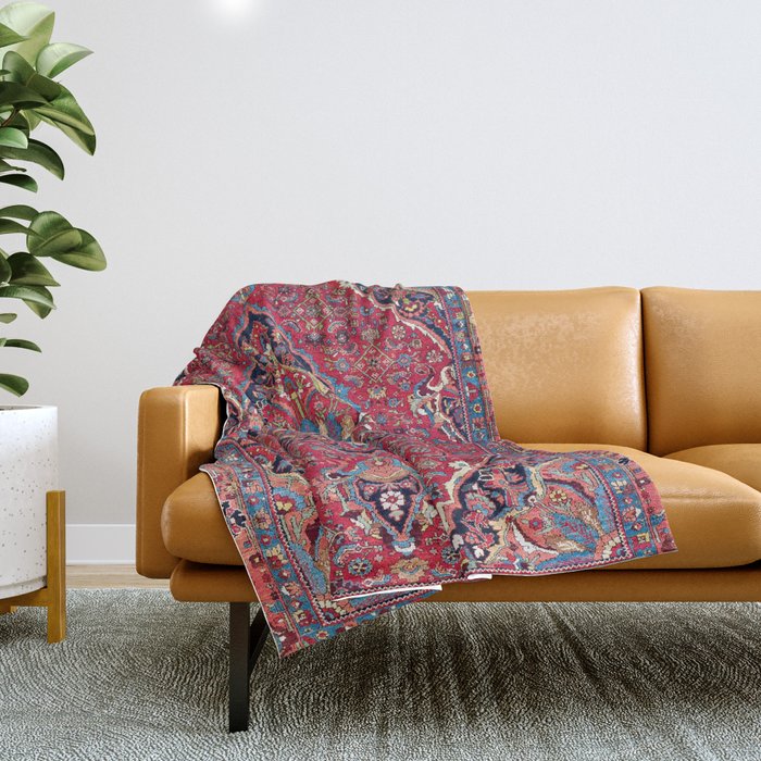 Bijar Kurdish Northwest Persian Rug Print Throw Blanket Gallery Image 1