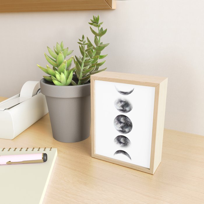 Moon phases watercolor painting Mini Art Print Gallery Image 2