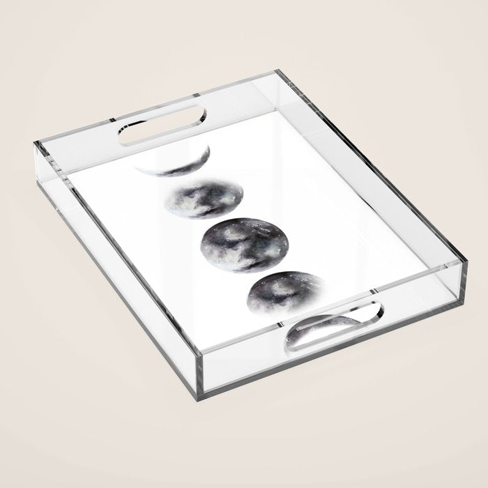 Moon phases watercolor painting Acrylic Tray Gallery Image 1