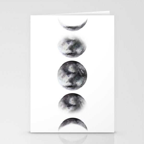 Moon phases watercolor painting Stationery Card Gallery Image 2