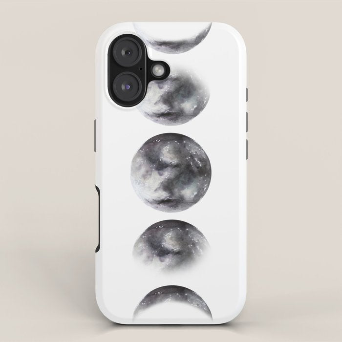 Moon phases watercolor painting iPhone Case Gallery Image 1