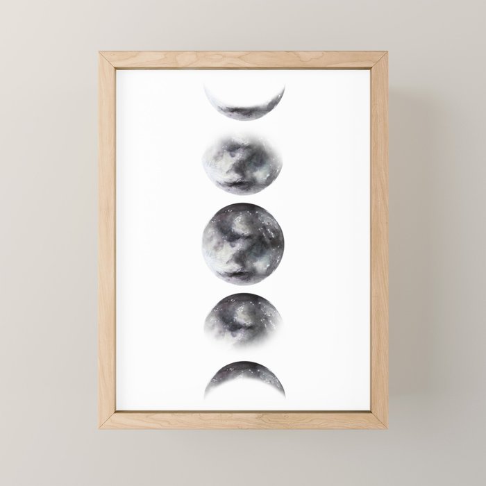 Moon phases watercolor painting Mini Art Print Gallery Image 1