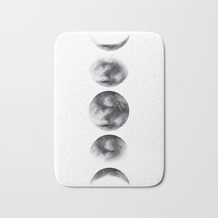 Moon phases watercolor painting Bath Mat Gallery Image 1