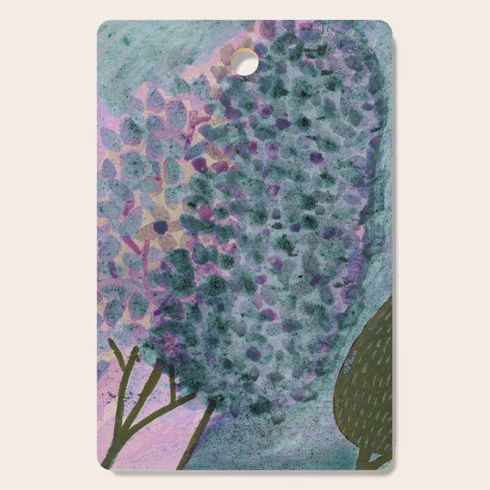 Garden Lilac Flower Painting in Teal & Pink Cutting Board Gallery Image 1