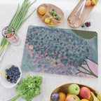 Garden Lilac Flower Painting in Teal & Pink Cutting Board Gallery Image 2
