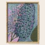 Garden Lilac Flower Painting in Teal & Pink Serving Tray Gallery Image 1