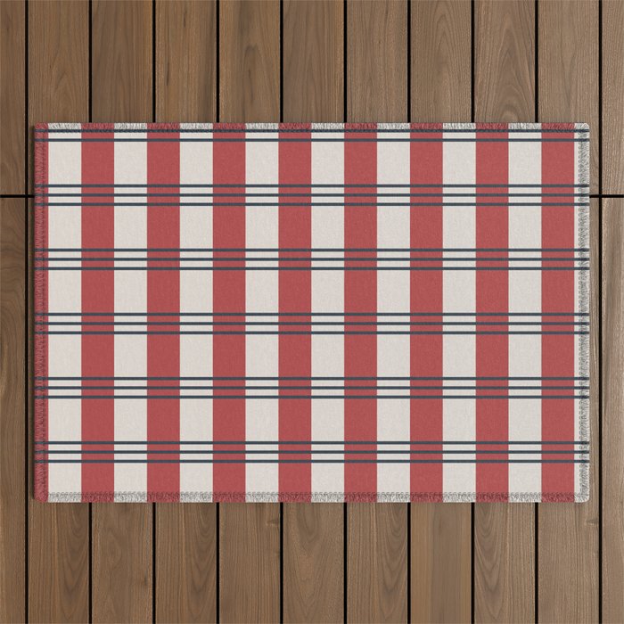 Winter 2025 Red Plaid Outdoor Rug Gallery Image 1