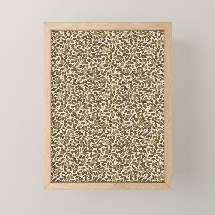 Autumn Oak Pattern in Olive Mini Art Print Gallery Image 1