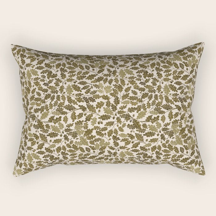 Autumn Oak Pattern in Olive Rectangular Pillow Gallery Image 1